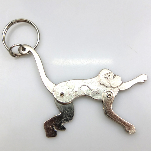 Móc khóa inox 2D logo khỉ dùng trang trí balo-túi xách