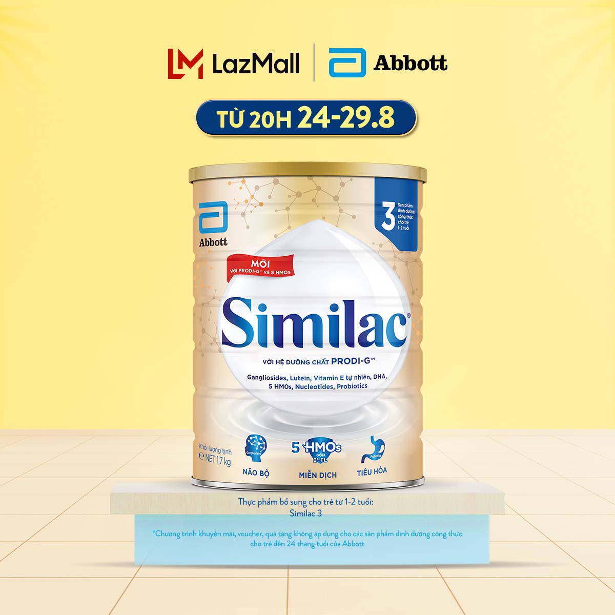 Sữa bột Similac 3 1.7Kg đột phá dinh dưỡng 5G cho trẻ từ 1-2 tuổi miễn dịch khỏe nhanh trí tựa "5G"
