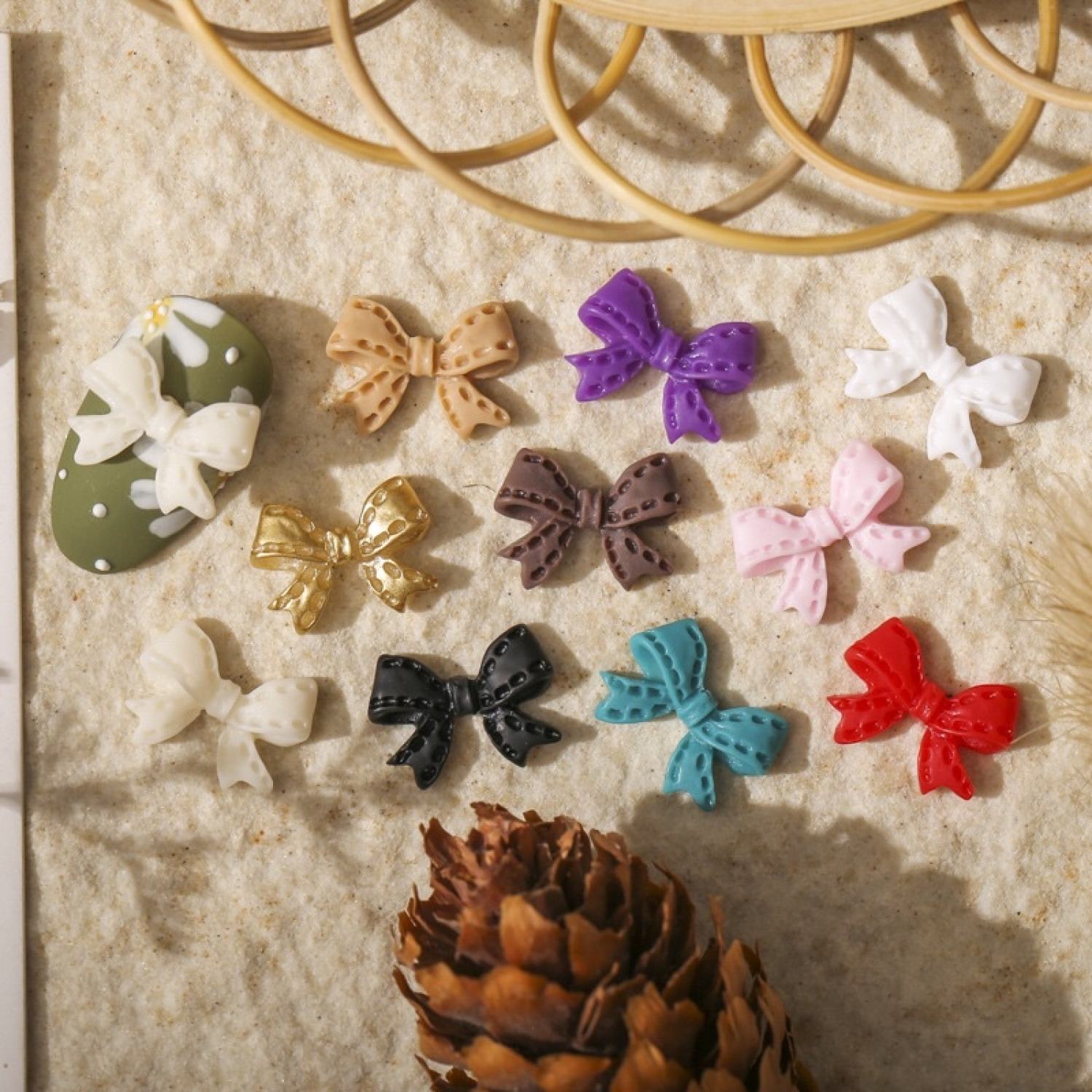 - Set 7 Charm Nơ trang trí móng tay nail nhiều màu sắc