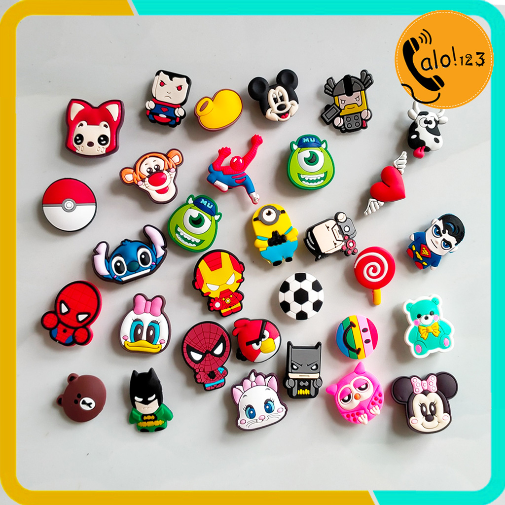 Jibbtiz, Sticker, Charm Cài Dép Cross ( Bộ 2 cái) Nhiều Mẫu Dễ Thương, Cá Tính