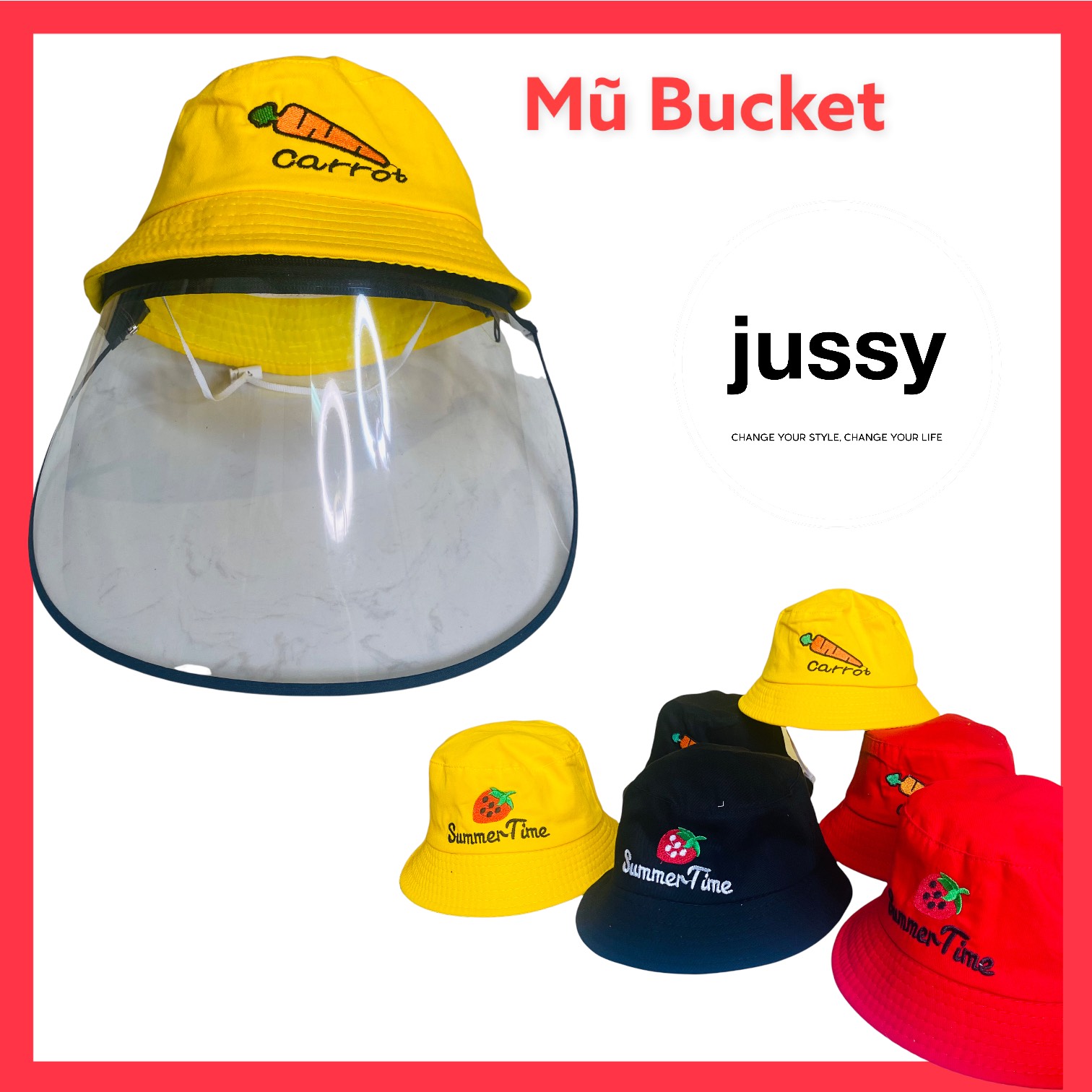 Mũ Bucket Tai Bèo Cho Bé Kèm Kính Chống Dịch Chống Giọt Bắn Che Bụi Chắn Gió Cho trẻ Từ 1-5 Tuổi