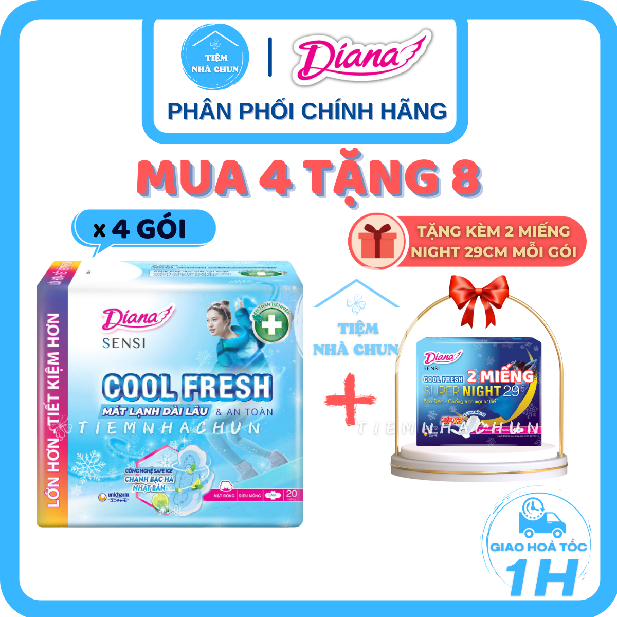 - băng vệ sinh diana sensi cool fresh siêu mát mỏng cánh - nhi.tnl / tiemnhachun / tiệm nhà chun