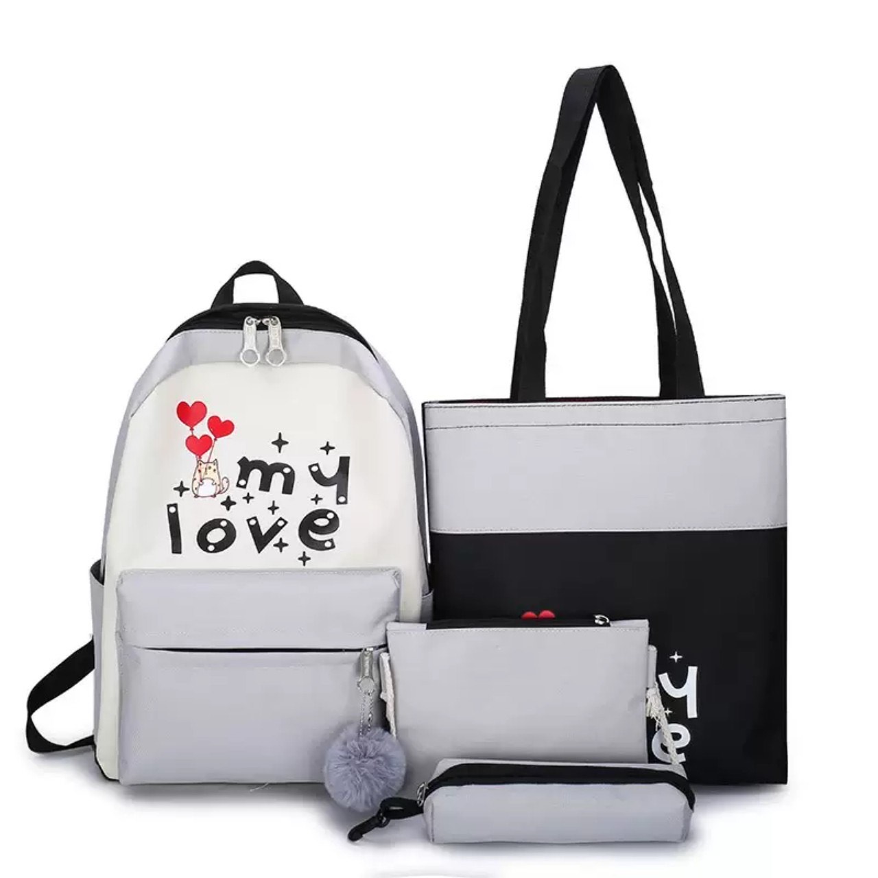[HCM]Nguyên Sét 4 Món BALO Đi Học Đi Chơi Tiện Lợi Gía Rẻ Mẫu Mới SÉT MY LOVE