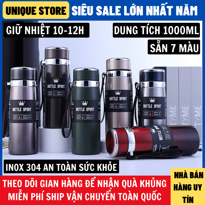 Bình nước giữ nhiệt Bottle Sport Inox Dung Tích 1000ml Giữ Nhiệt 10-12h Inox 304 an toàn với sức khỏe, ly giữ nhiệt binh nuoc giu nhiet,bình nước giữ nhiệt, binh giu nhiệt