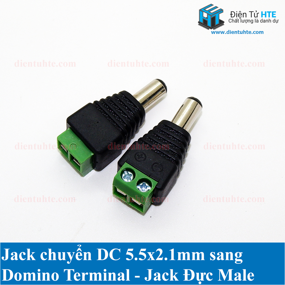 Bộ 5 Jack nguồn DC 5.5x2.1mm Đực sang DOMINO 2P
