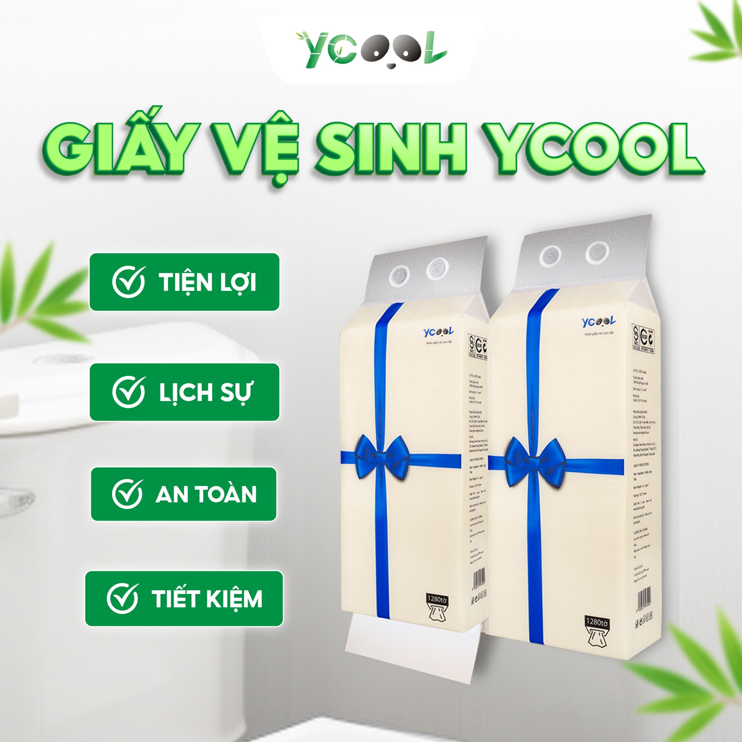 Giấy rút treo tường giấy vệ sinh ycool 1280 tờ/ 4 lớp 1 thùng 4 bịch