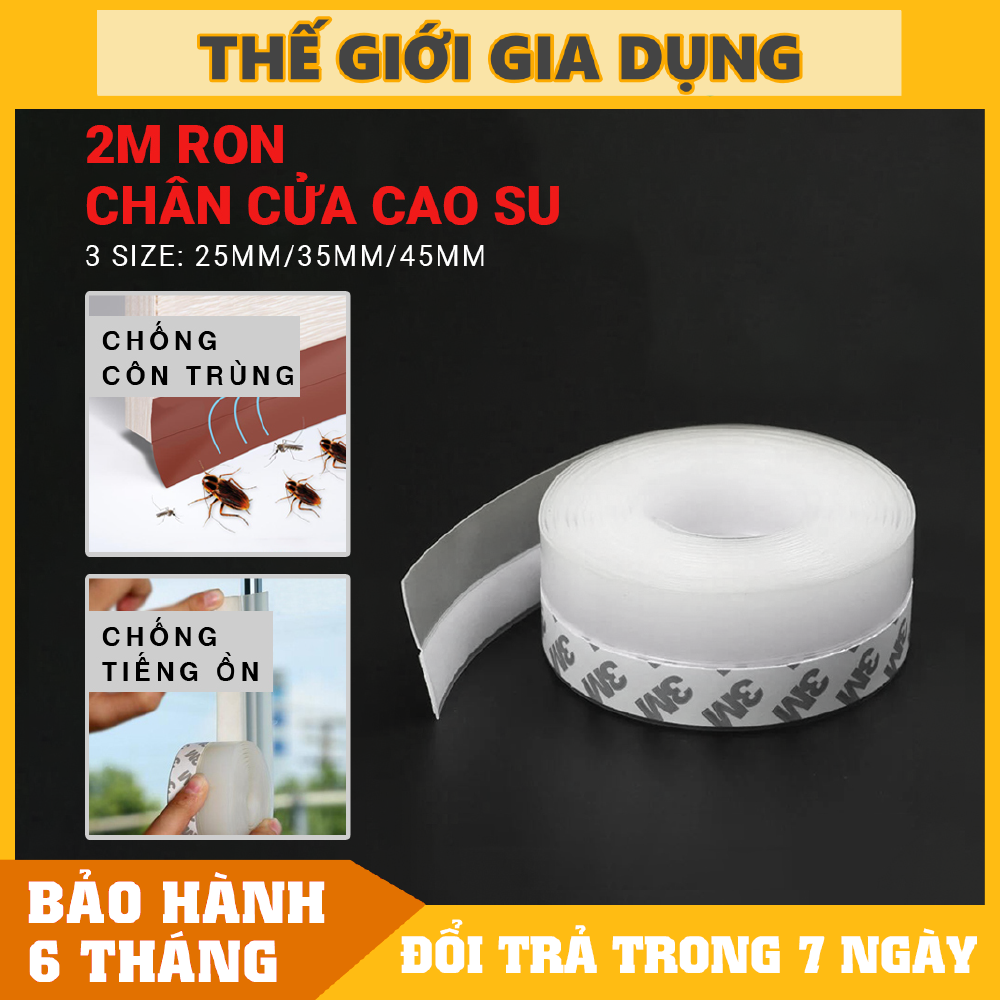 2 Mét Ron Cao Su Dán Khe Hở Chân Cửa Ngăn Bụi Nước Côn Trùng - Gioăng dán cửa cao size 25 35 45mm
