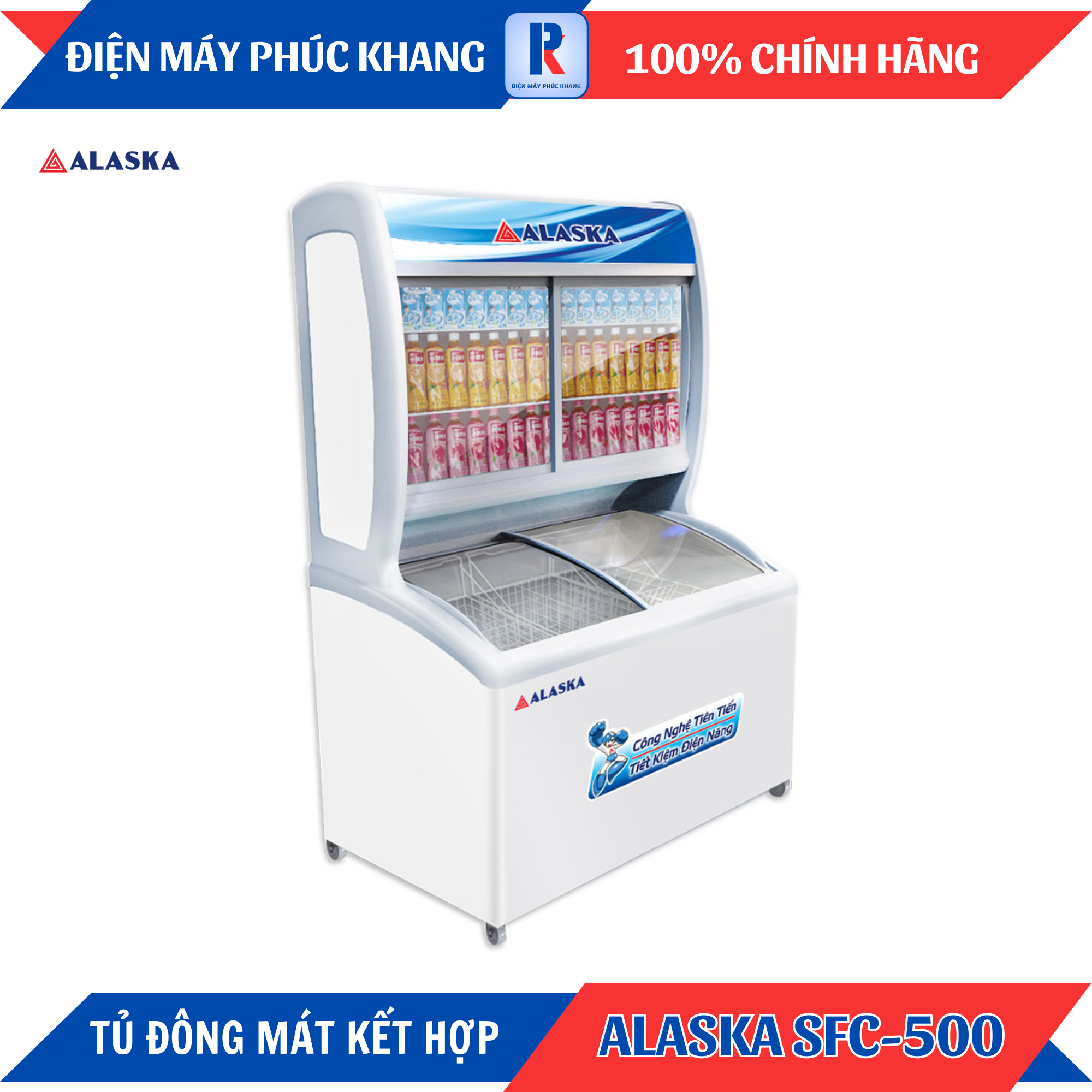 Điện Máy Phúc Khang x Alaska | Tủ Đông Mát Kết Hợp Alaska SFC-500 396L - Hàng Chính Hãng