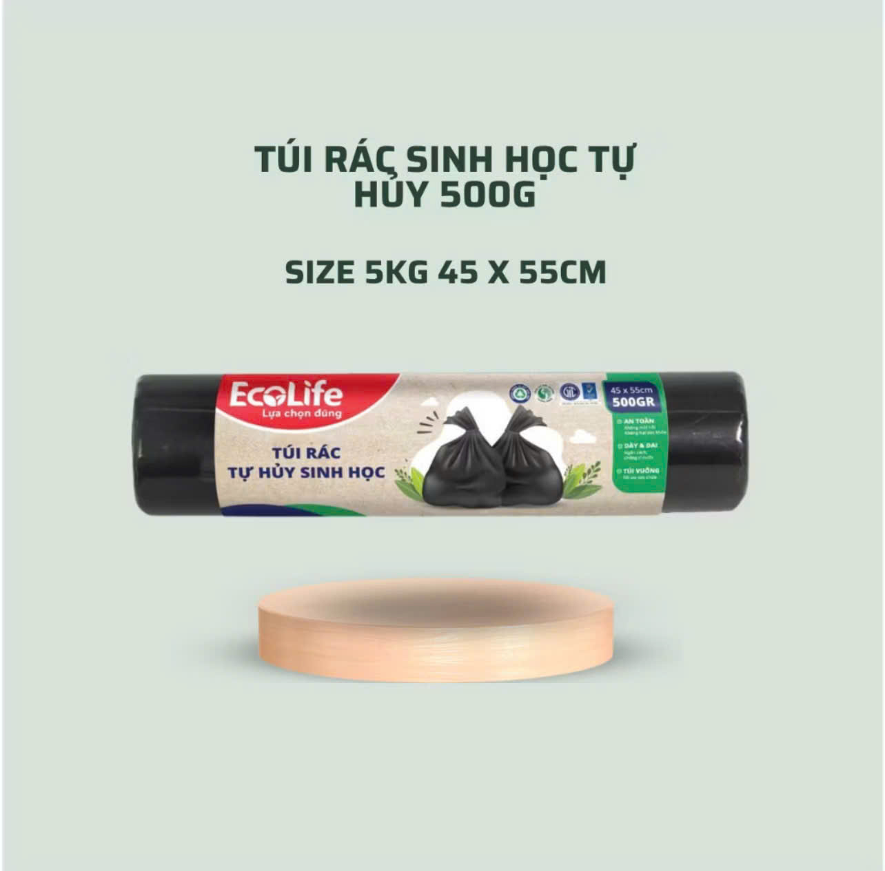 Túi đựng rác đen tự phân hủy sinh học Ecolife 500g