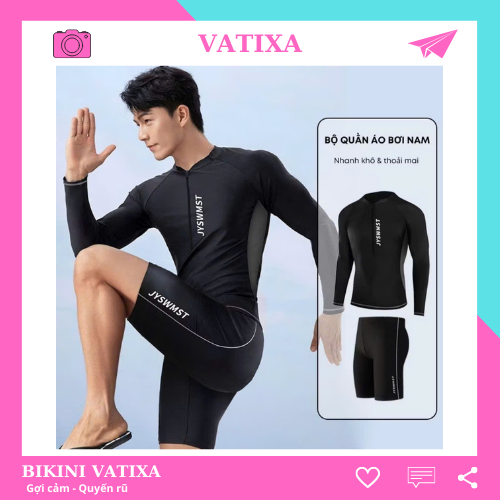 Đồ bơi nam dài tay, quần bơi nam cao cấp, áo bơi nam đi biển chèo sup phong cách thể thao VATIXA BKN153