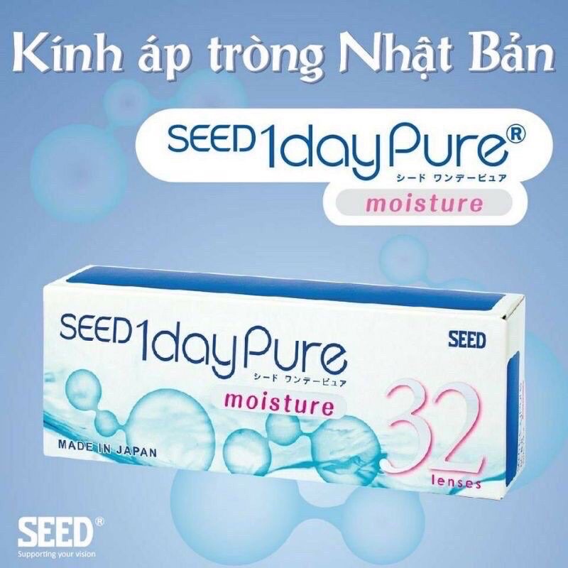 (1 Hộp =32 chiếc) (8.8/14.2) Kính áp tròng 1 ngày cận thị Seed 1-day Pure (Japan)