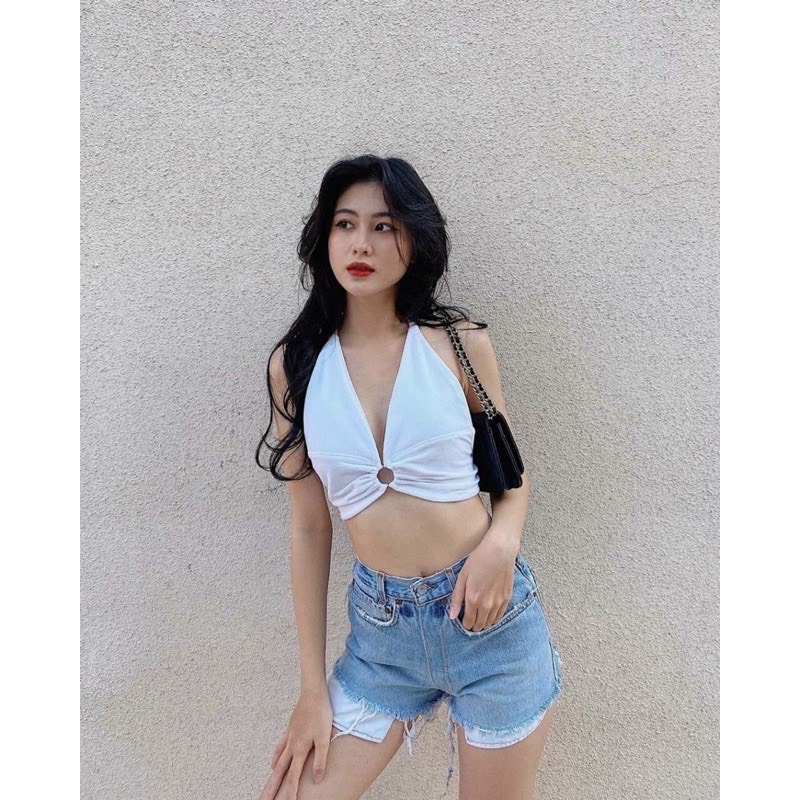 Áo croptop yếm khoen ngực a5113