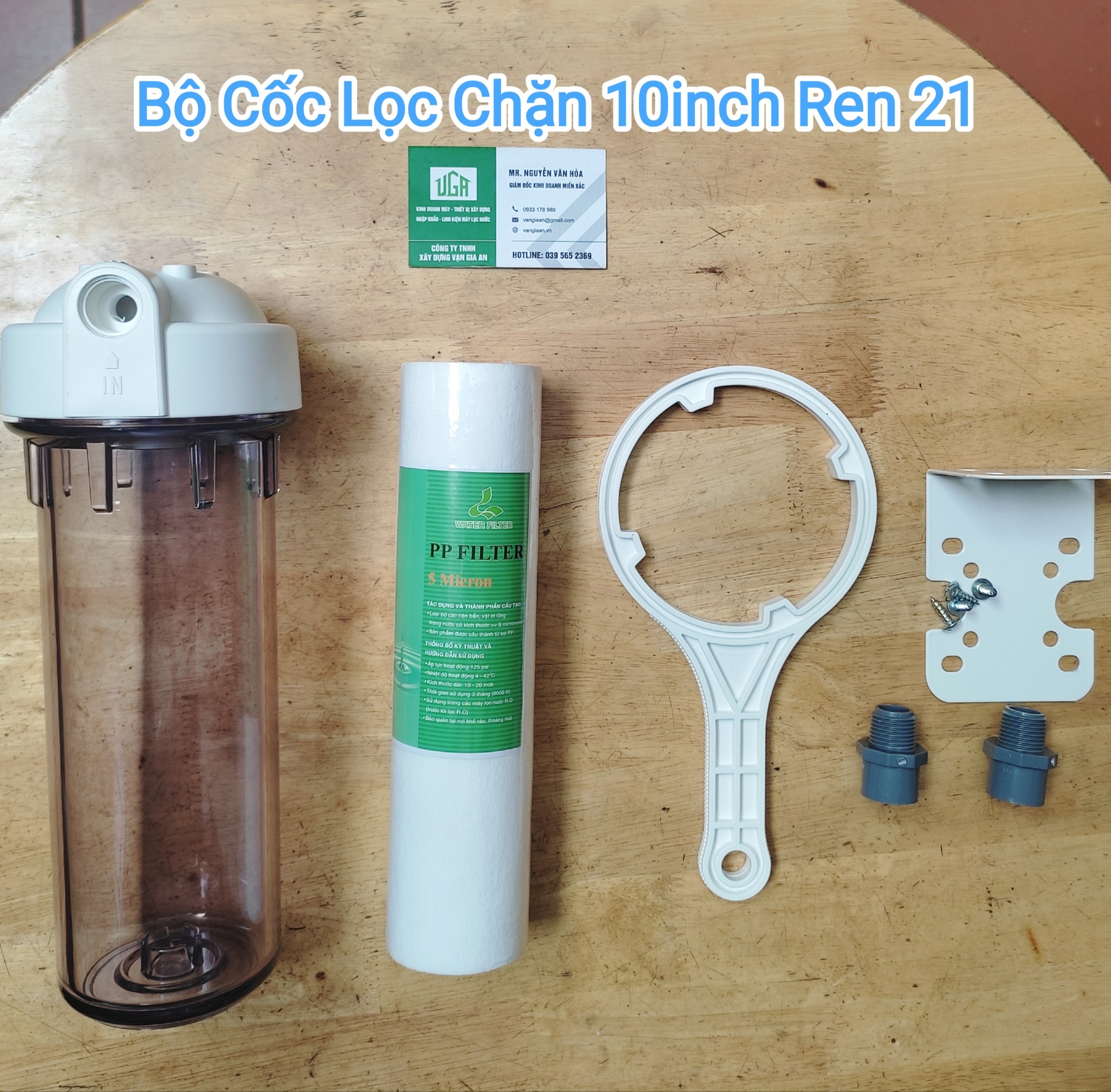 Bộ cốc lọc chặn 10 inch ren 21 - dùng cho nước sinh hoạt