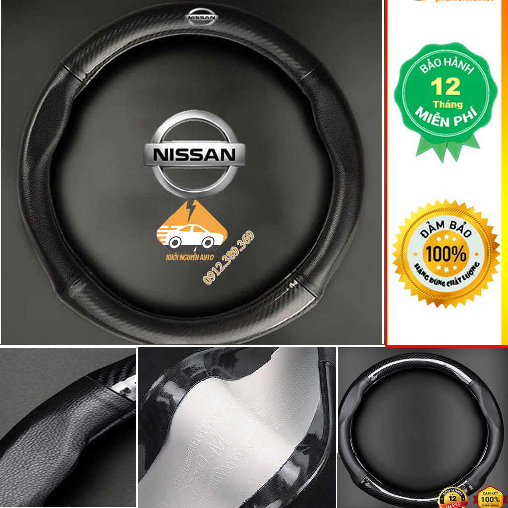 Bọc vô lăng Nissan: Livina, Navara, Sunny,, X-Trail,Teana,Terra da cacbon loại 1 chính hãng