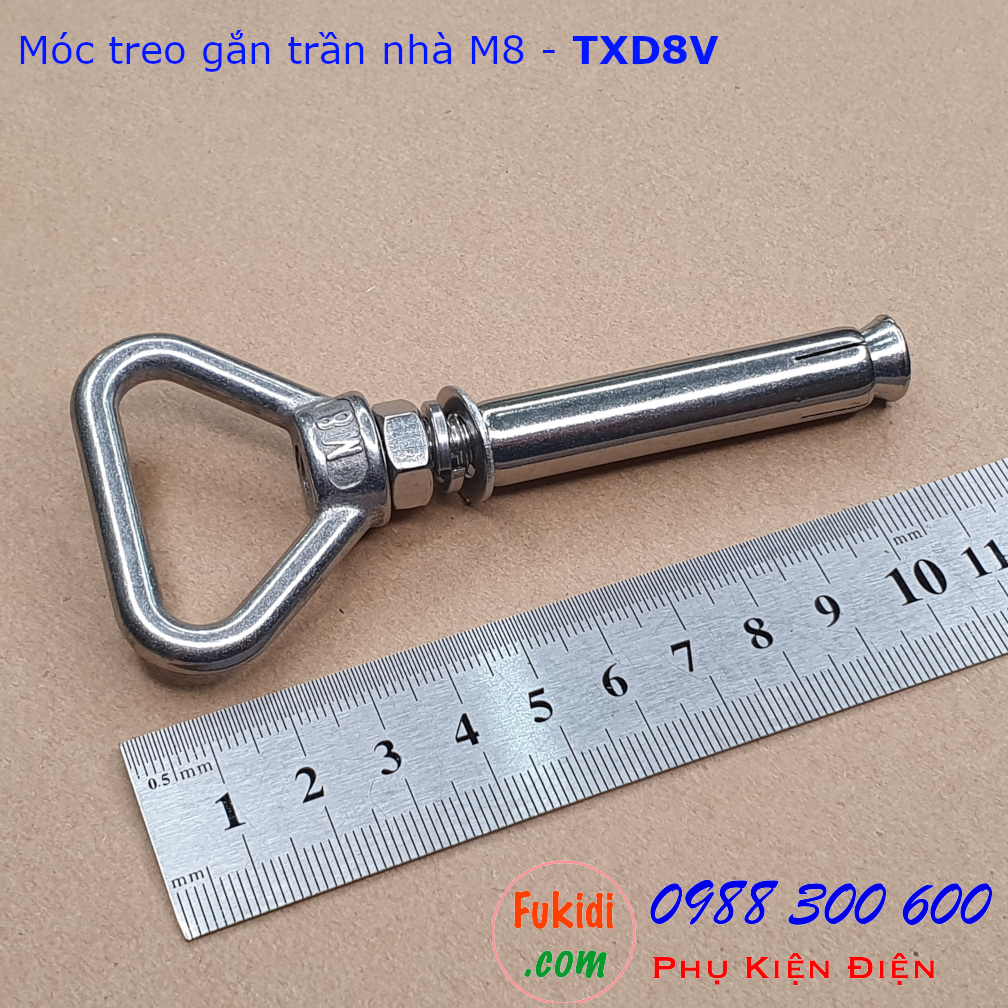 Móc treo trần bê tông, inox 304 size M8 tải 75kg - TXD8V