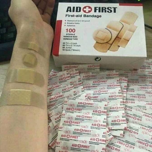 Hộp 100 băng gâu cá nhân băng urgo chống nhiễm trúng nhiều kích thước tiện dụng