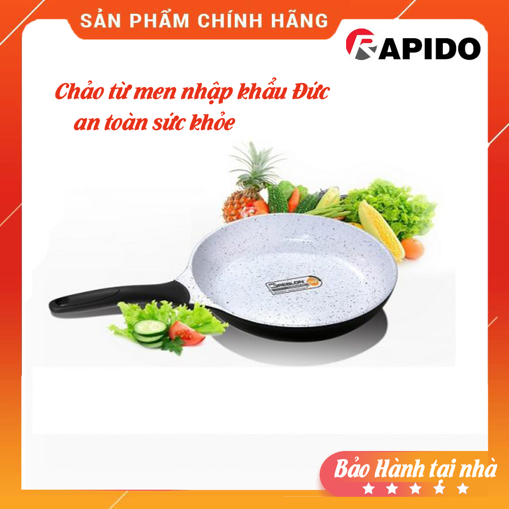 Chảo chống dính bếp từ men Ceramic của Đức  vân đá Thương hiệu Rapido men nhập khẩu từ Đức đáy chấm [ Có 3 size lựa chọn : 20cm, 24cm, 28cm]