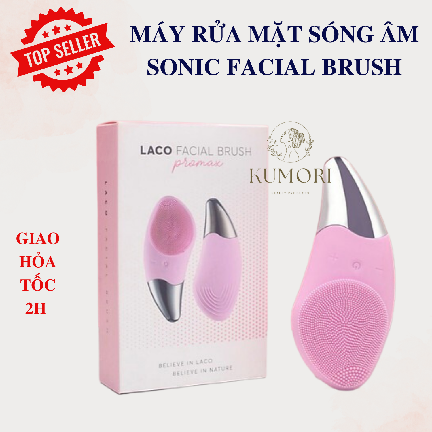Máy rửa mặt sóng âm sonic facial brush dùng cho nhiều loại da chăm sóc da mặt công nghệ sóng âm ion kumori shop