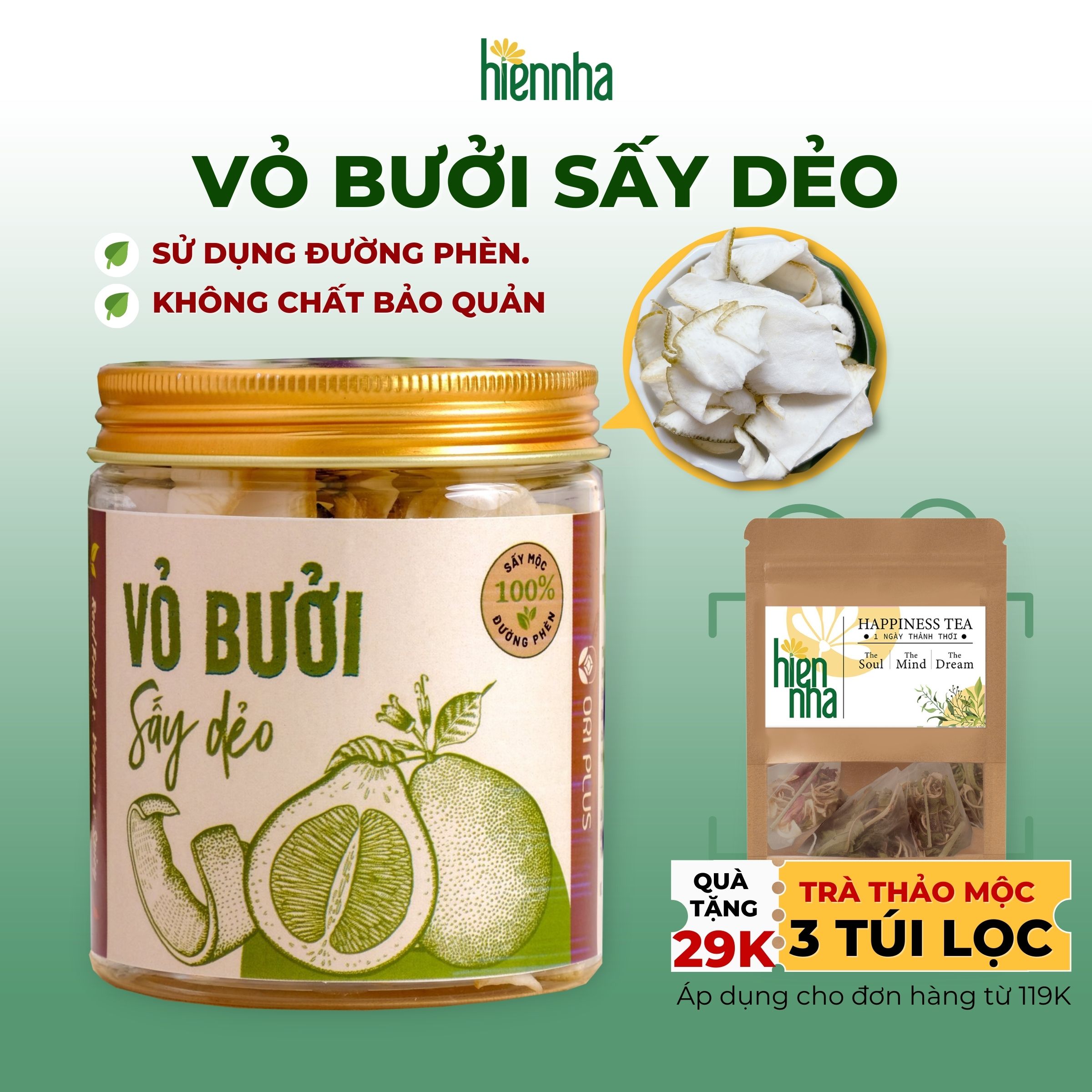Vỏ bưởi tươi sấy dẻo the mát tự nhiên vị ngọt thanh của đường phèn từ tiệm hiên nhà