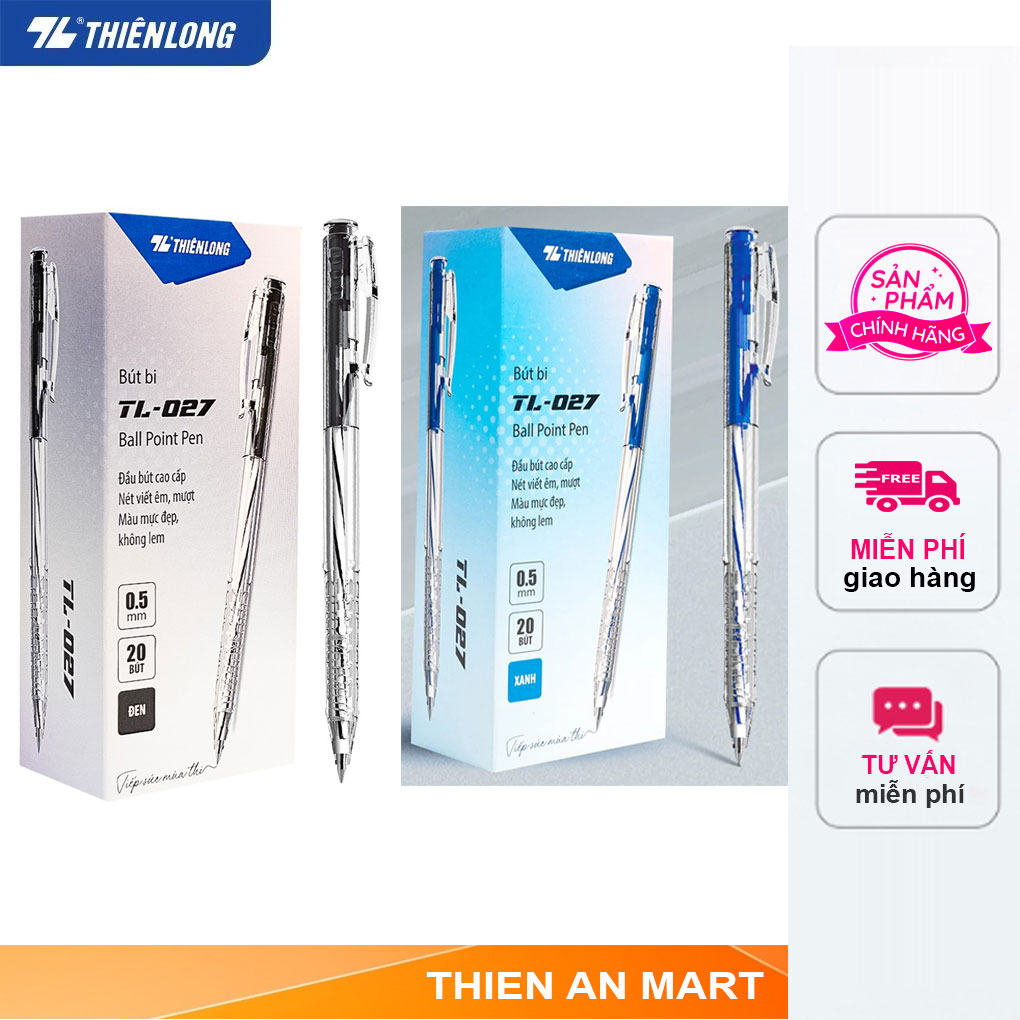 Bút bi thiên long tl-027 hộp 20 bút