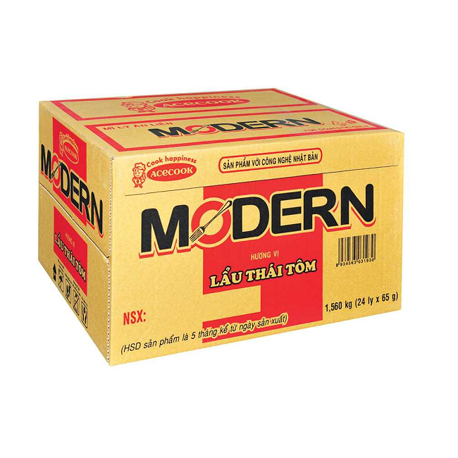 (Thùng 24 ly) Mì ly Modern Lẩu thái tôm 65g | Bách hóa Hoàn Hảo