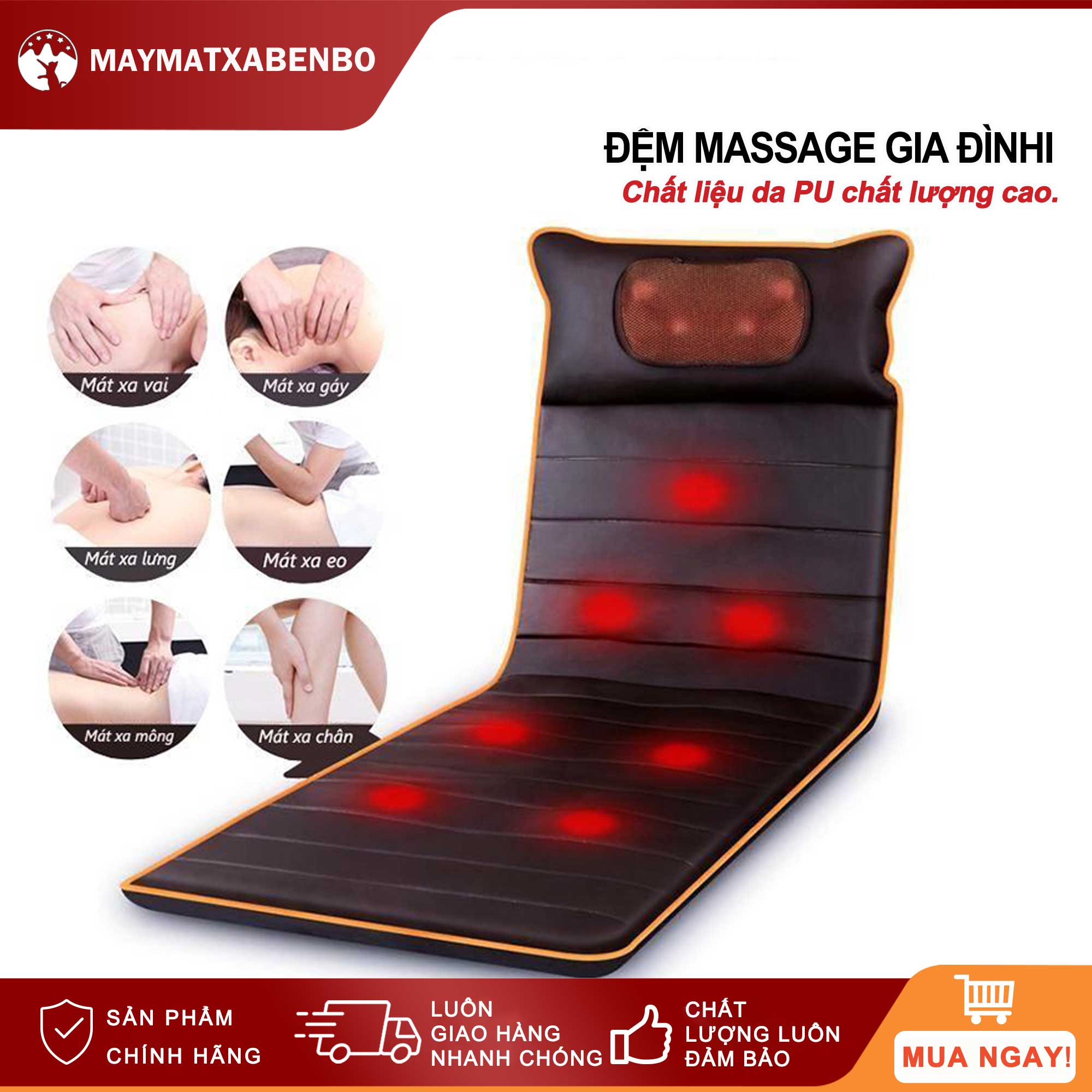 [HCM]Đệm massage gia đình đệm massage toàn thân vai gáy lưng hông đa chức năng Đệm ghế tựa lưng dành cho người lớn tuổi