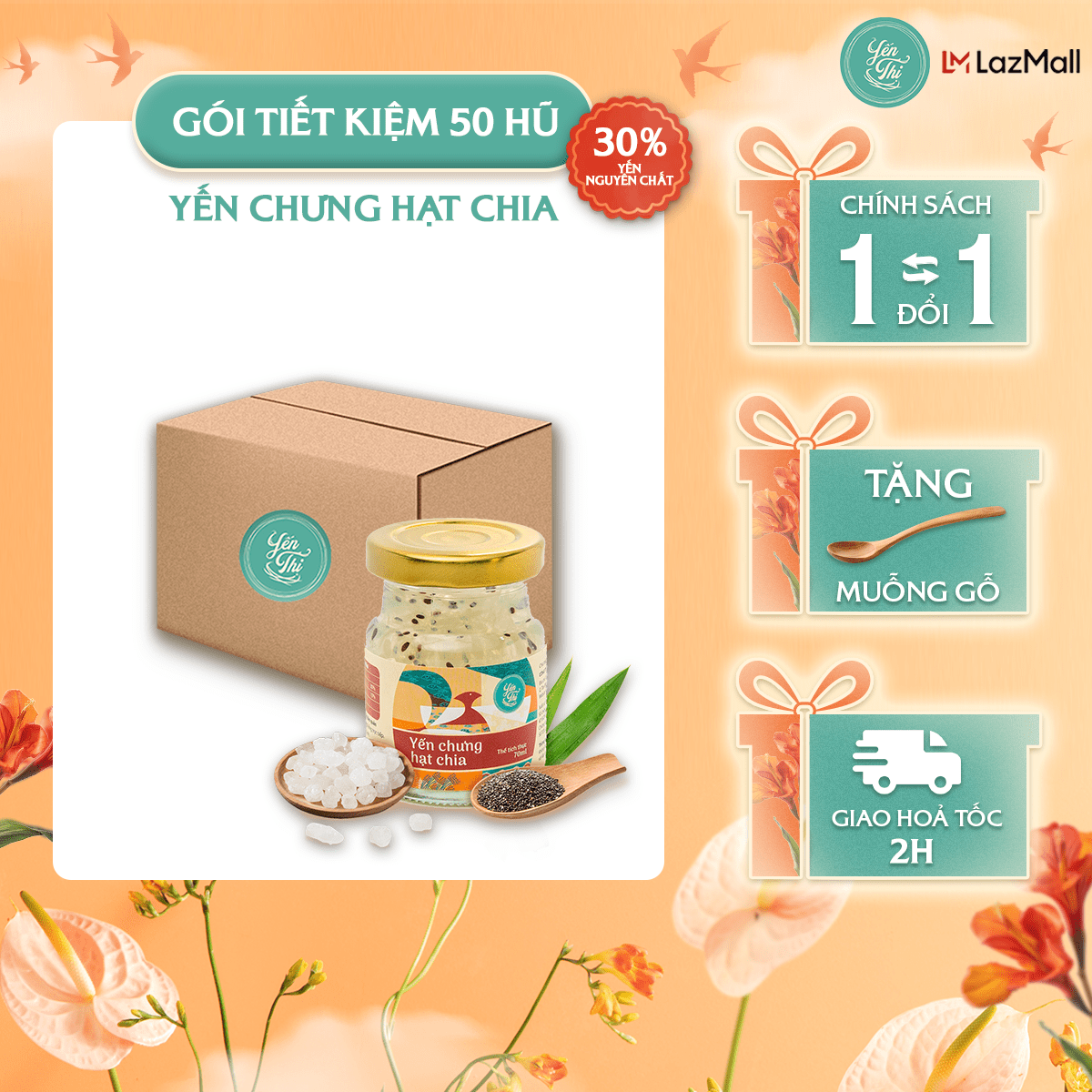 Yến chưng hạt chia yến thị -hộp quà tặng cao cấp - giao hàng 2h tp.hcm