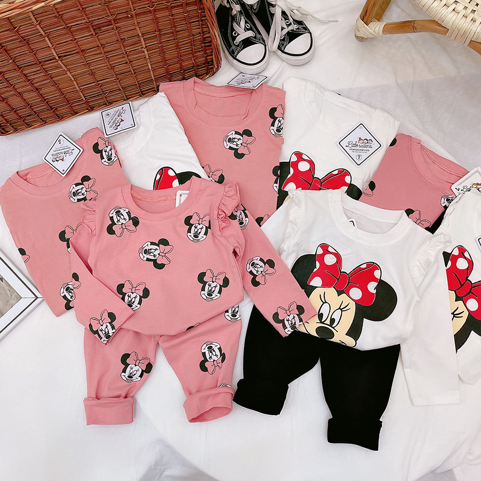BỘ ĐỒ DÀI TAY THU ĐÔNG CHO BÉ GÁI IN HÌNH MICKEY CƯNG XỈU CHẤT COTTON QUẢNG CHÂU LOẠI 1 SIZE 9-19KG [TD19]