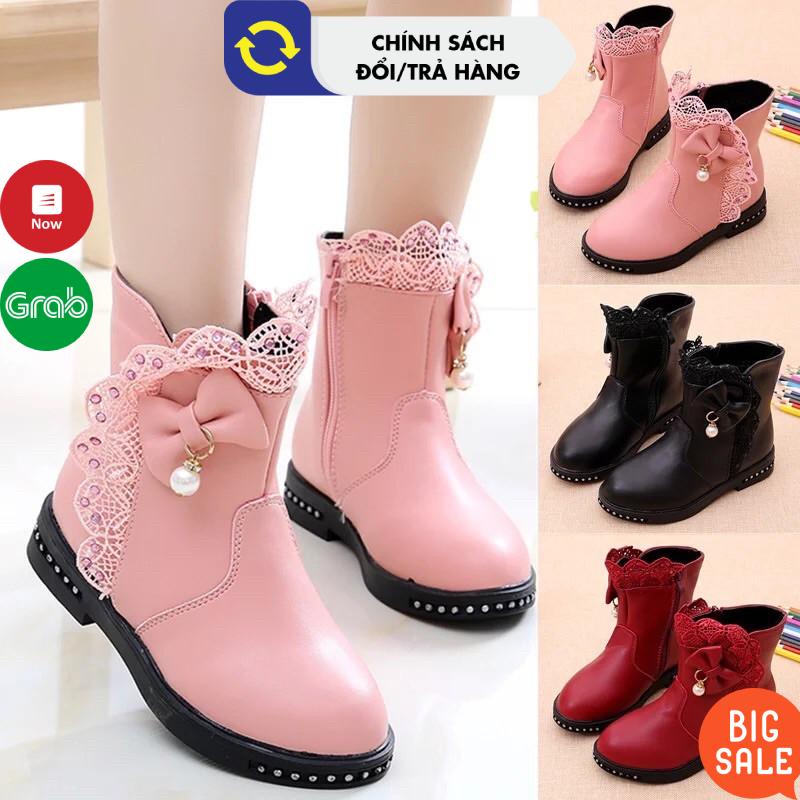 Giày boot cho bé gái dễ thương Bốt bé gái thời trang mới Hàn Quốc 2022 Giầy bốt trẻ em Giày cổ cao cho bé Bot nữ Boot