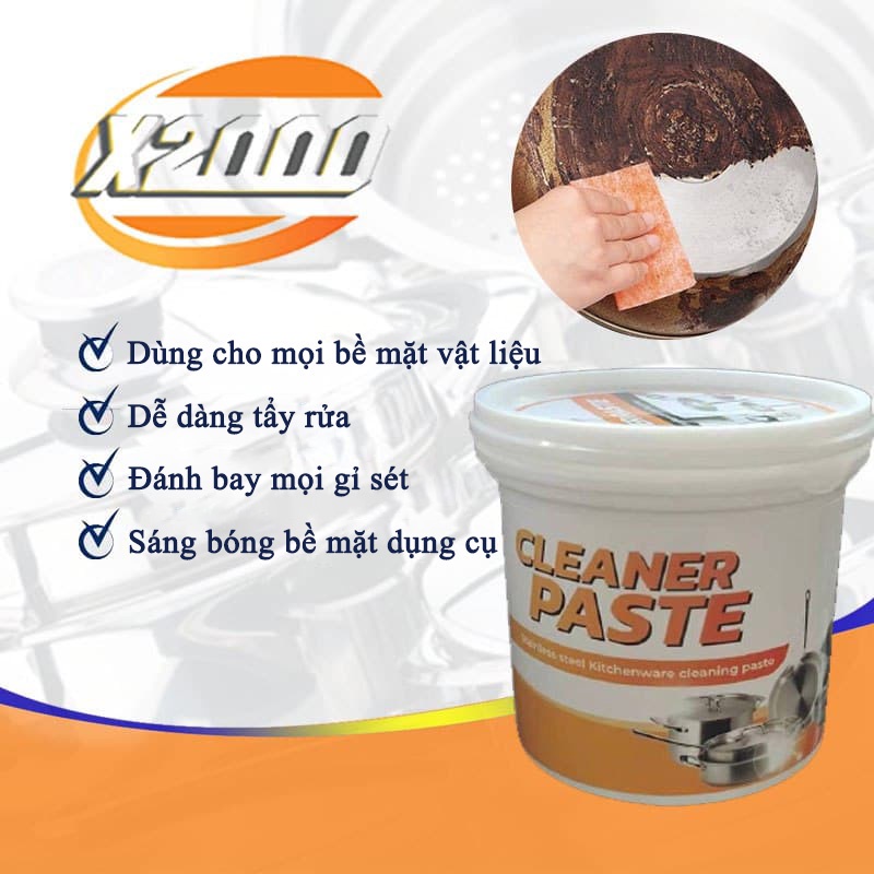 Kem Tẩy Rửa Xoong Nồi Đa Năng CLEANER PASTE X2000, Bột Tẩy Rửa Dụng Cụ Nhà Bếp Đánh Bay Các Vết Bẩn Cứng Đầu Cọ Nồi Tẩy Rửa - Kem Tẩy Nồi, Đồ Dùng Nhà Bếp, Tẩy Sạch vết Dầu Mỡ Lâu Ngày