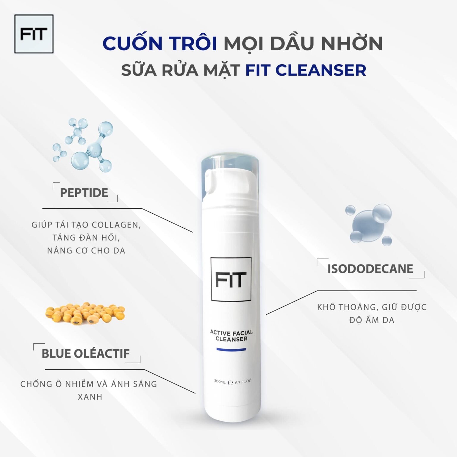 Sữa rửa mặt fit active facial cleanser - 200ml