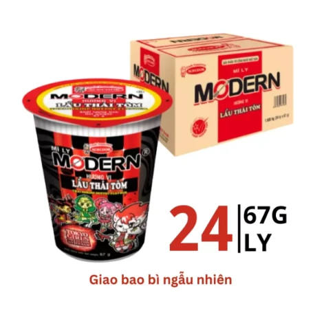 Mì Modern lẩu Thái tôm thùng 24 ly x 67g