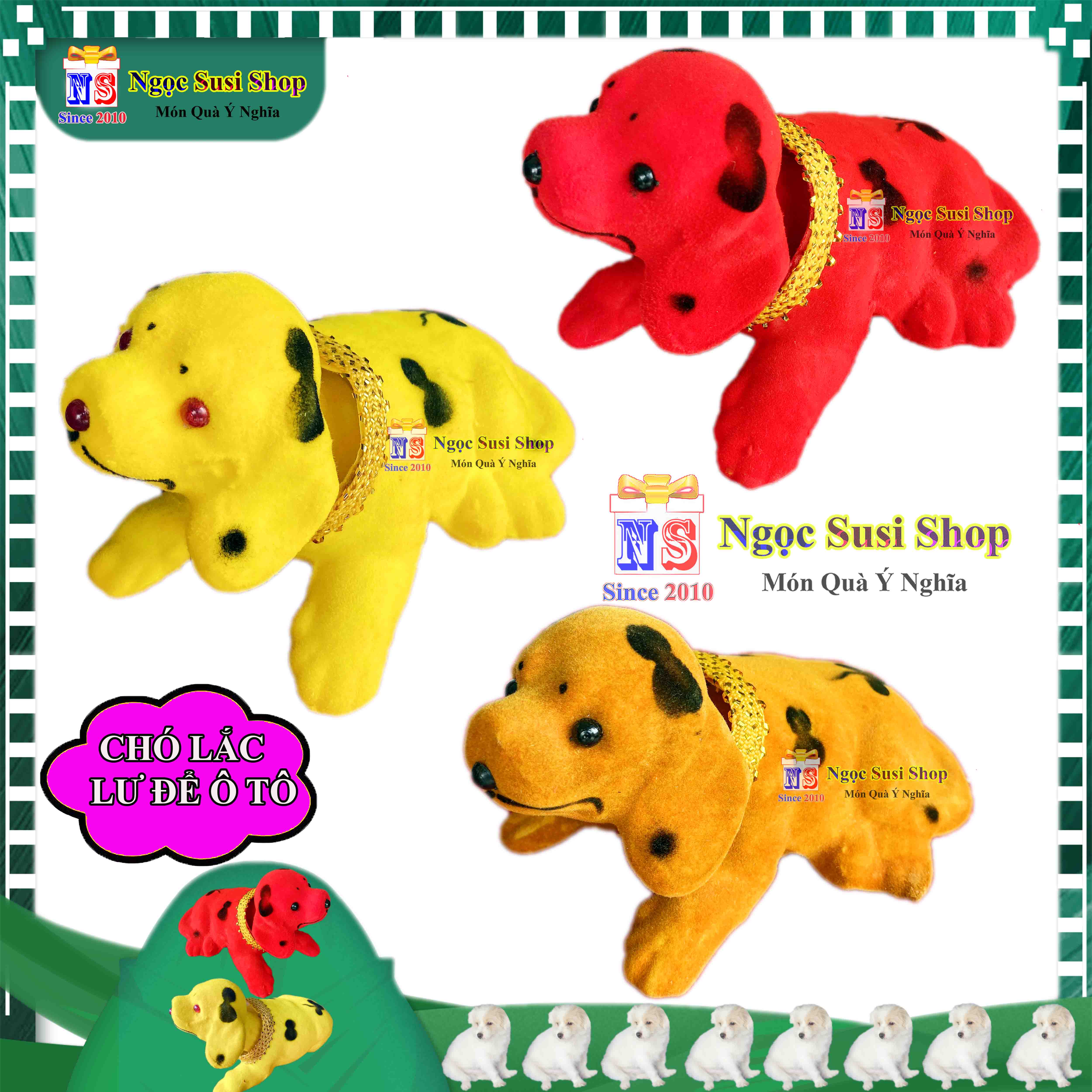 Combo 3 con chó để trên ô tô xe hơi trang trí taplo ô tô - con chó lắc lư để xe hơi