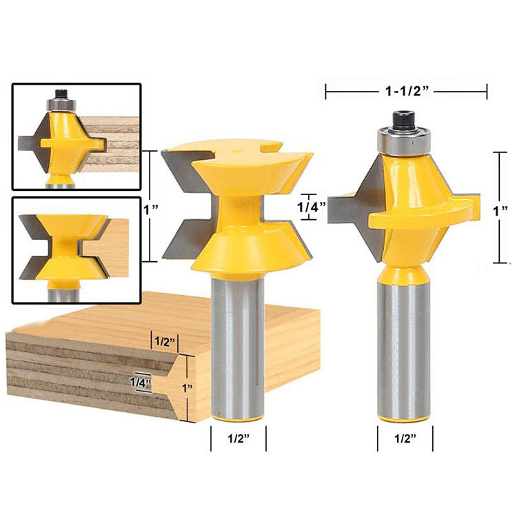 Bộ 2 mũi phay gỗ ghép ghép mộng, phay ghép ván dày từ 10 - 25mm, cốt 12.7mm