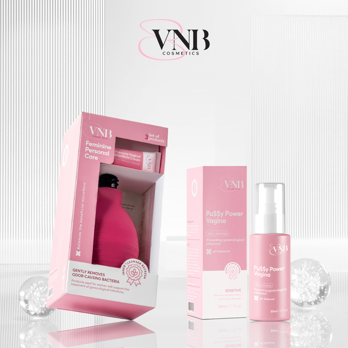 Combo dụng cụ vệ sinh phụ khoa vd1200 + dung dịch vệ sinh phụ nữ vd1305 b vnb cosmetic
