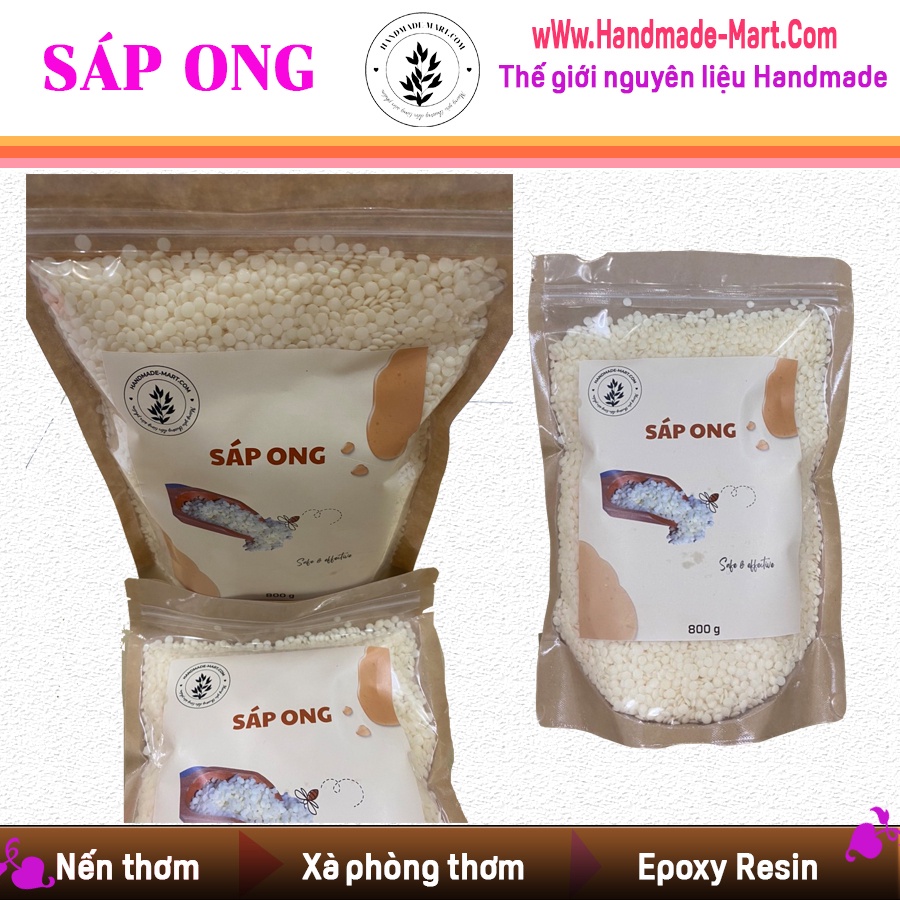 Sáp ong 1KG nguyên liệu làm nến thơm, mỹ phẩm - Sáp ong nguyên chất tự nhiên handmade chuẩn DIY - HMSAO