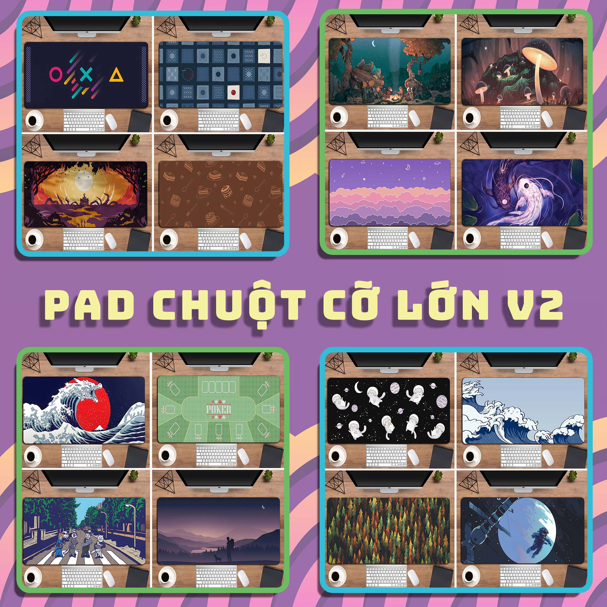 Lót chuột, bàn di chuột, pad chuột mặt trơn speed khâu viền cỡ lớn size 900x400x3mm Ver.02 by EZPC