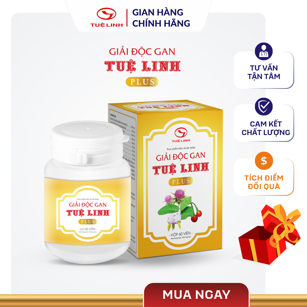 Giải Độc Gan Tuệ Linh Plus Chính hãng - Giải độc gan hạ men gan hỗ trợ viêm gan virus xơ gan - Hộp 60 viên