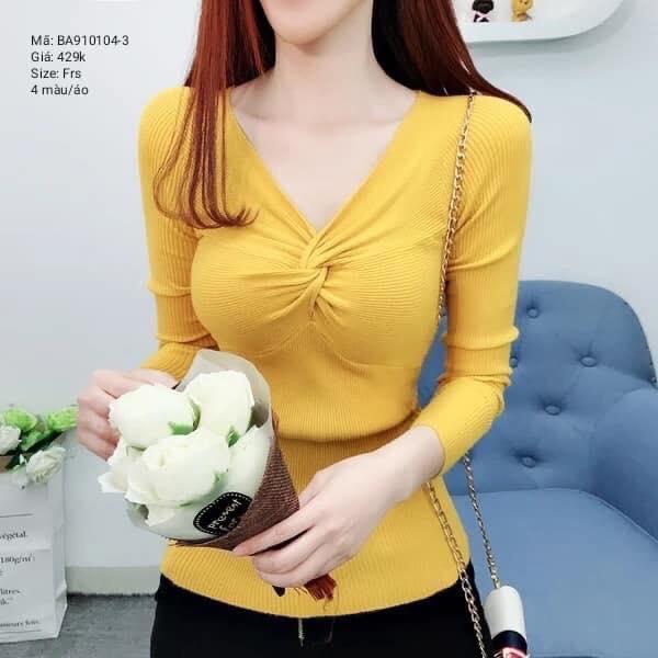 Áo thun kiểu tay dài xoắn ngực - dưới 48kg
