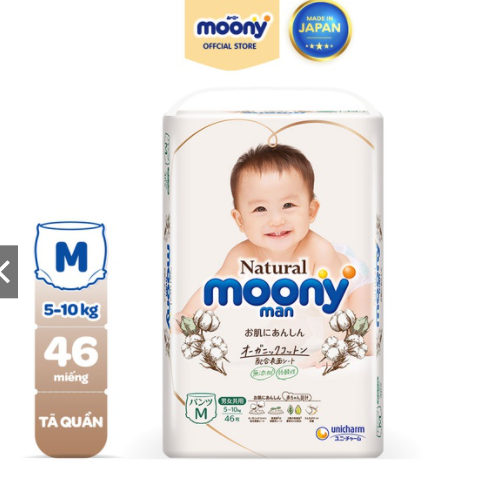 Tã quần moony natural siêu cao cấp m46/l36/xl32
