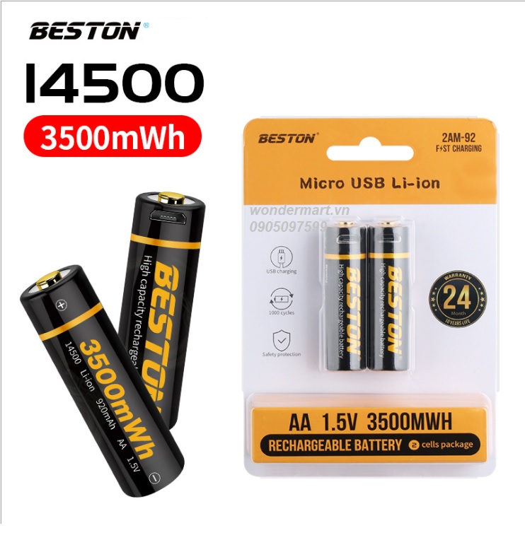 Pin sạc AA 1.5V cao cấp Beston Lithium 3500mWh