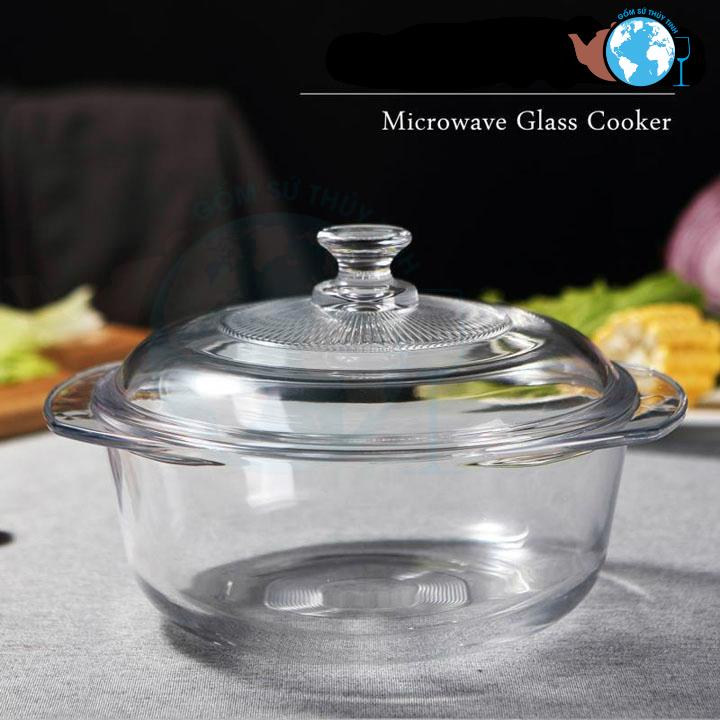 [HCM]Nồi thủy tinh 1,6 lít dùng cho lò vi sóng - NỒI VUÔNG hoặc NỒI TRÒN - Nồi thủy tinh đựng thức ăn sang trọng - BJW203-2 không nấu trực tiếp bếp gas