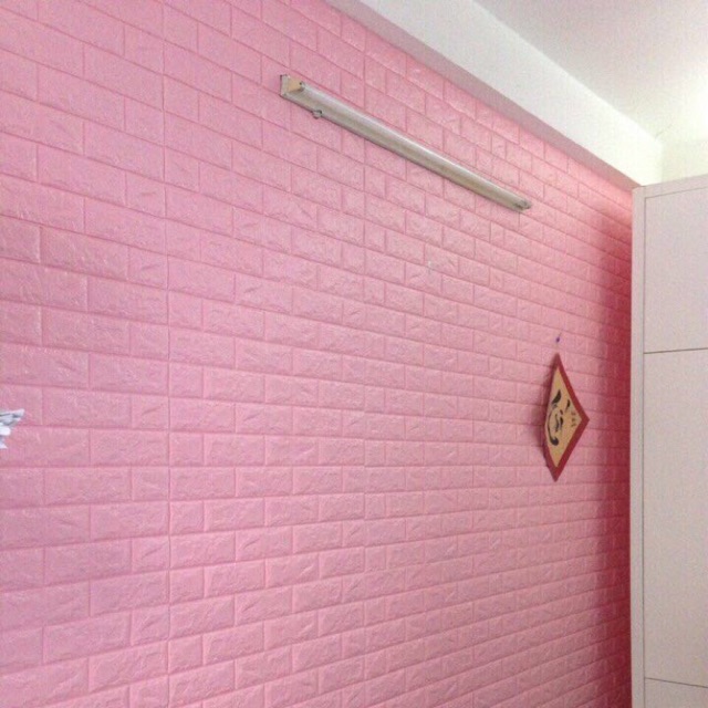 [Giá rẻ] BỘ 10 TẤM XỐP DÁN TƯỜNG 3D GIẢ GẠCH màu Hồng (DÀY 5mm) - KT 1 tam: 70X77cm - CHỊU LỰC SIÊU DÍNH, CHỐNG NƯỚC, CHỐNG ẨM MỐC