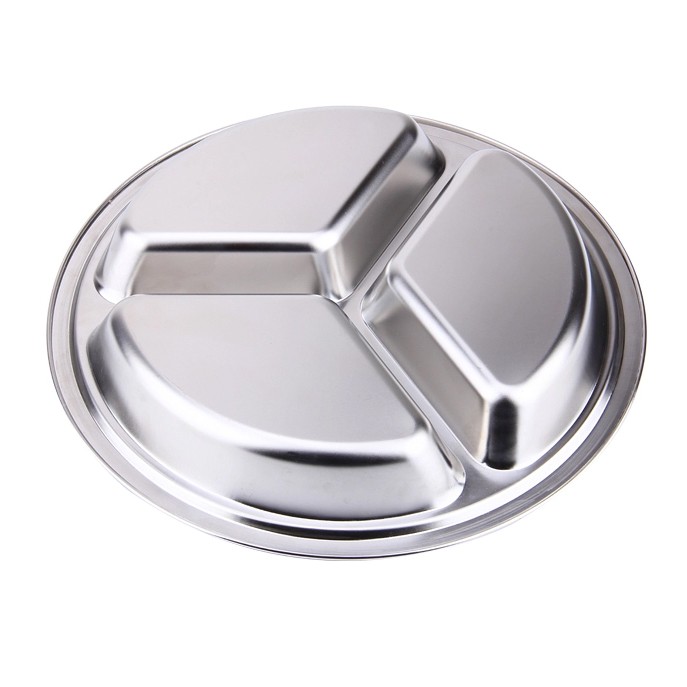 Khay tròn inox 3 ngăn