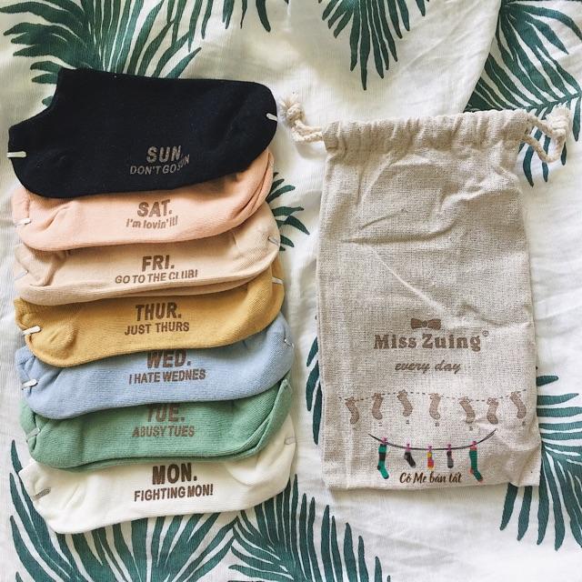 Set 7 đôi vớ Tất vớ đôi 7 ngày chất cotton đẹp mịn