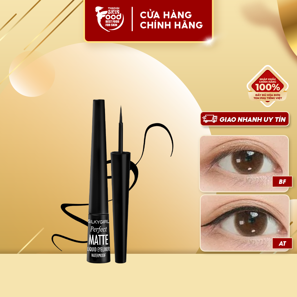 Bút Kẻ Mắt Nước Siêu Lì, Chống Lem Silkygirl Perfect Matte Liquid Eyeliner Waterproof 2,5ml