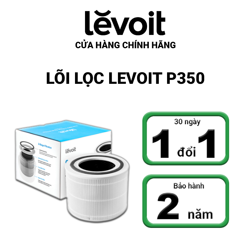 Lõi lọc diệt khuẩn cho máy lọc không khí levoit core p350-rf- bộ lọc hepa- gồm 3 lớp- hàng chính hãng