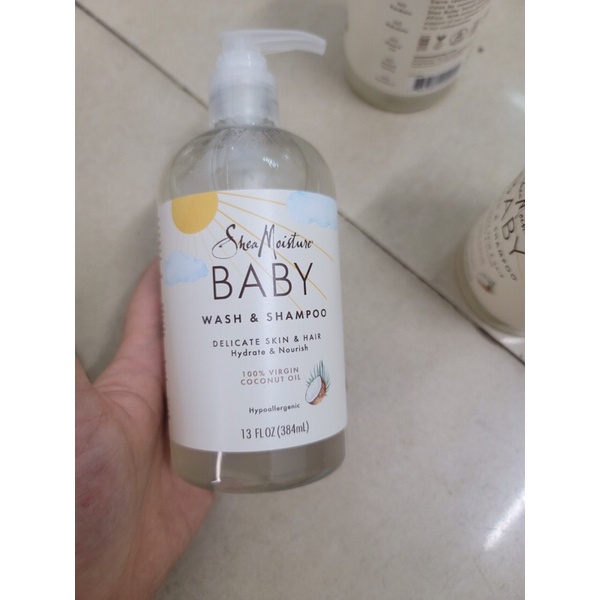 Mẫu mới 2022 sữa tắm gội organic cho bé shea moisture baby coconut oil 384 ml
