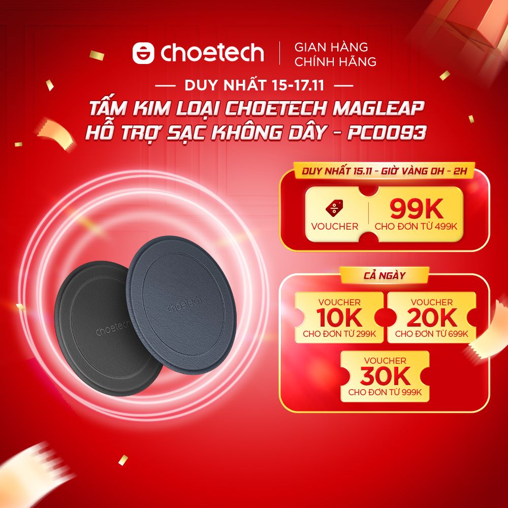Tấm kim loại CHOETECH MagLeap hỗ trợ sạc không dây - PC0093 dùng được cho các sản phẩm có sạc không dây