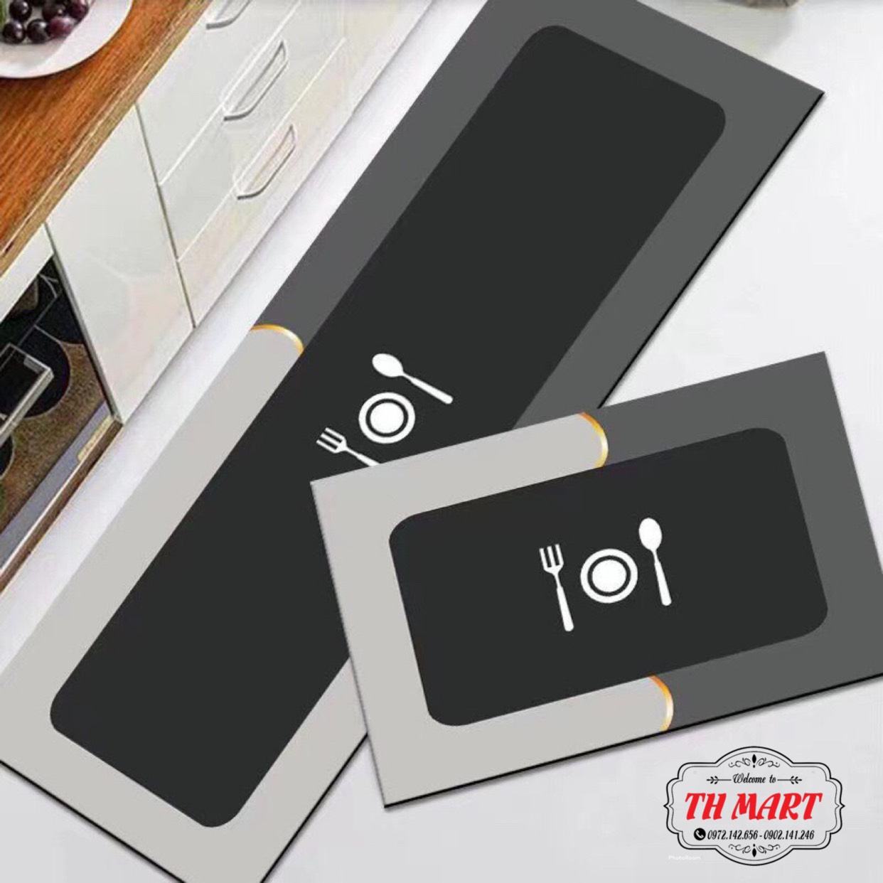 Bộ Thảm Bếp Siêu Mềm, Thấm Hút Trong 3 Giây Tốc Độ Bay Hơi Nhanh Chất Liệu Silicon Chống Trơn Trượt ( 120x40cm và 60x40cm )